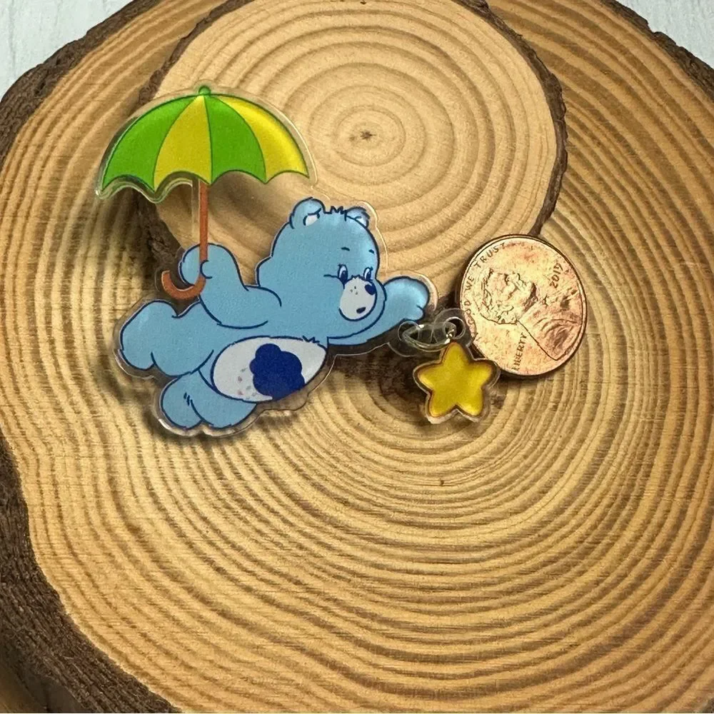 Grumpy Bear Blue Acrylic Pin/ Brooch